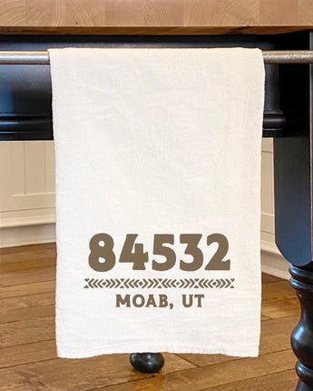 Western Zip Code w/ City State - Cotton Tea Towel