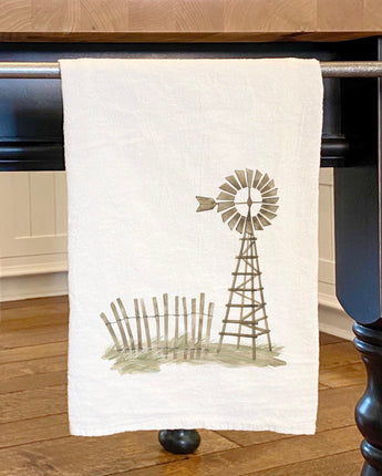 Watercolor Weathervane Scene - Cotton Tea Towel