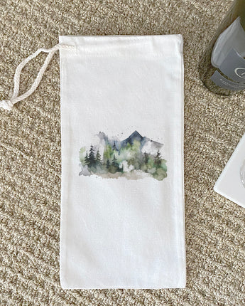 Misty Green Mountains - Canvas Wine Bag
