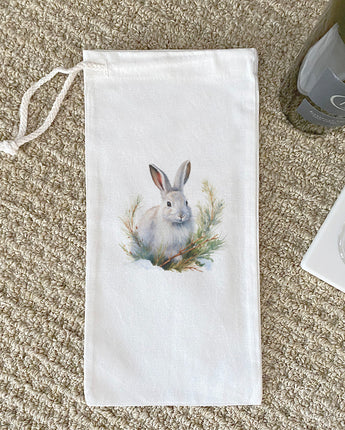 Winter Rabbit - Canvas Wine Bag