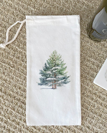 Winter Pine Trees - Canvas Wine Bag