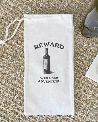 Reward Open After Adventure - Canvas Wine Bag
