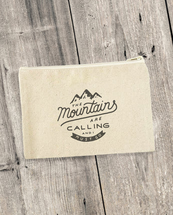 The Mountains are Calling - Canvas Zipper Pouch