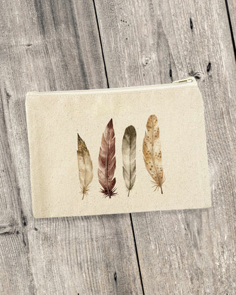 Four Feathers - Canvas Zipper Pouch