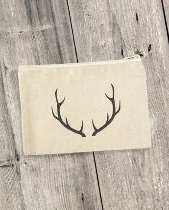 Antlers - Canvas Zipper Pouch