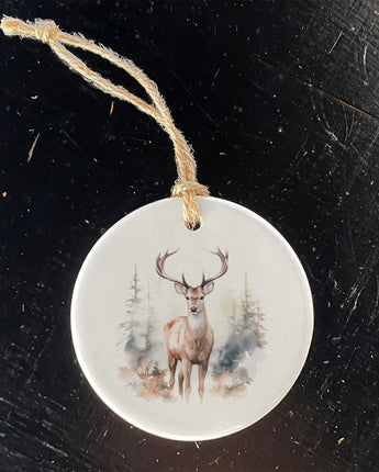 Winter Buck Scene - Ornament