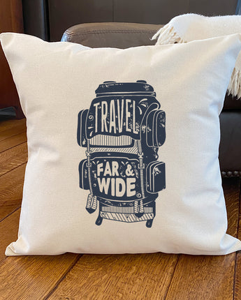 Travel Far and Wide Backpack - Square Canvas Pillow