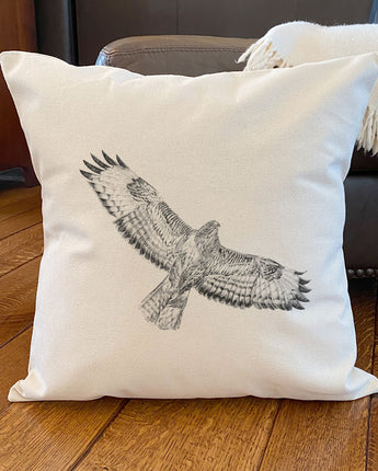 Hand Drawn Hawk - Square Canvas Pillow