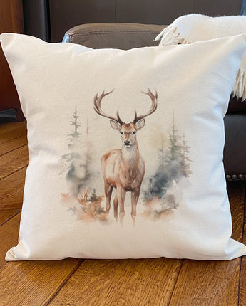 Winter Buck Scene - Square Canvas Pillow