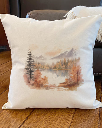 Autumn Lake Scene - Square Canvas Pillow