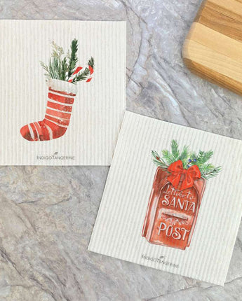 Christmas Stocking, Mailbox 2 pk - Swedish Dish Cloth