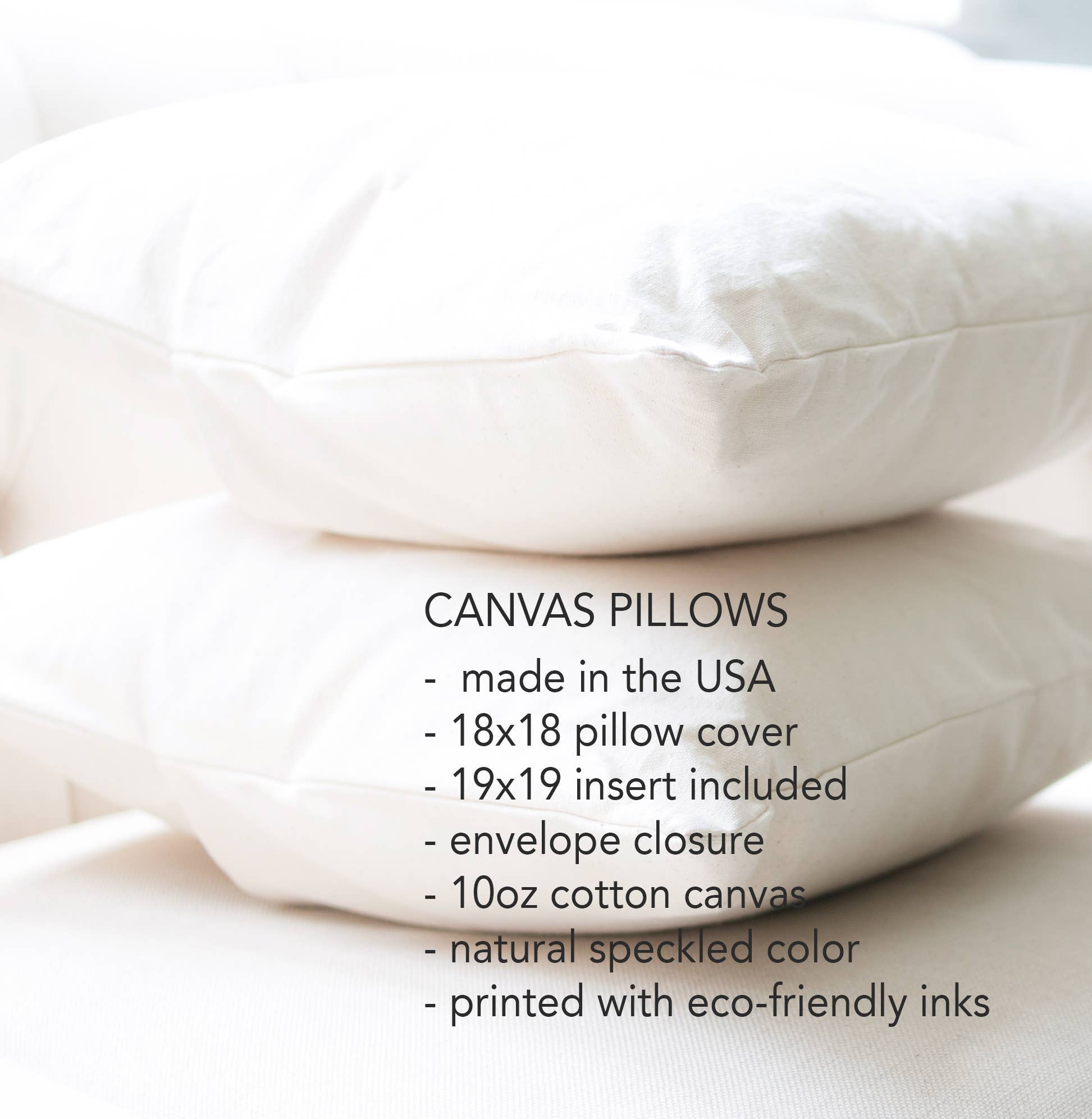 Custom Printed Natural Canvas Pillowcase with Zipper 18x18